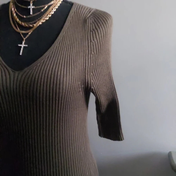 Peruvian Connection Brown Ribbed Blouse - Picture 2 of 5